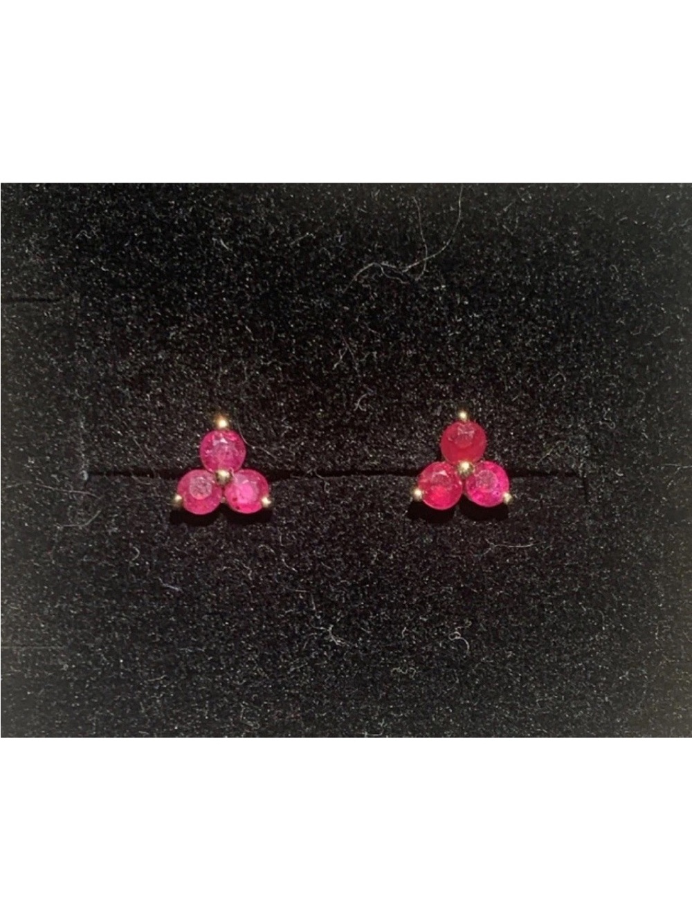 14K Rose Gold Genuine Pink Ruby Flower Stud Earrings Prong Set